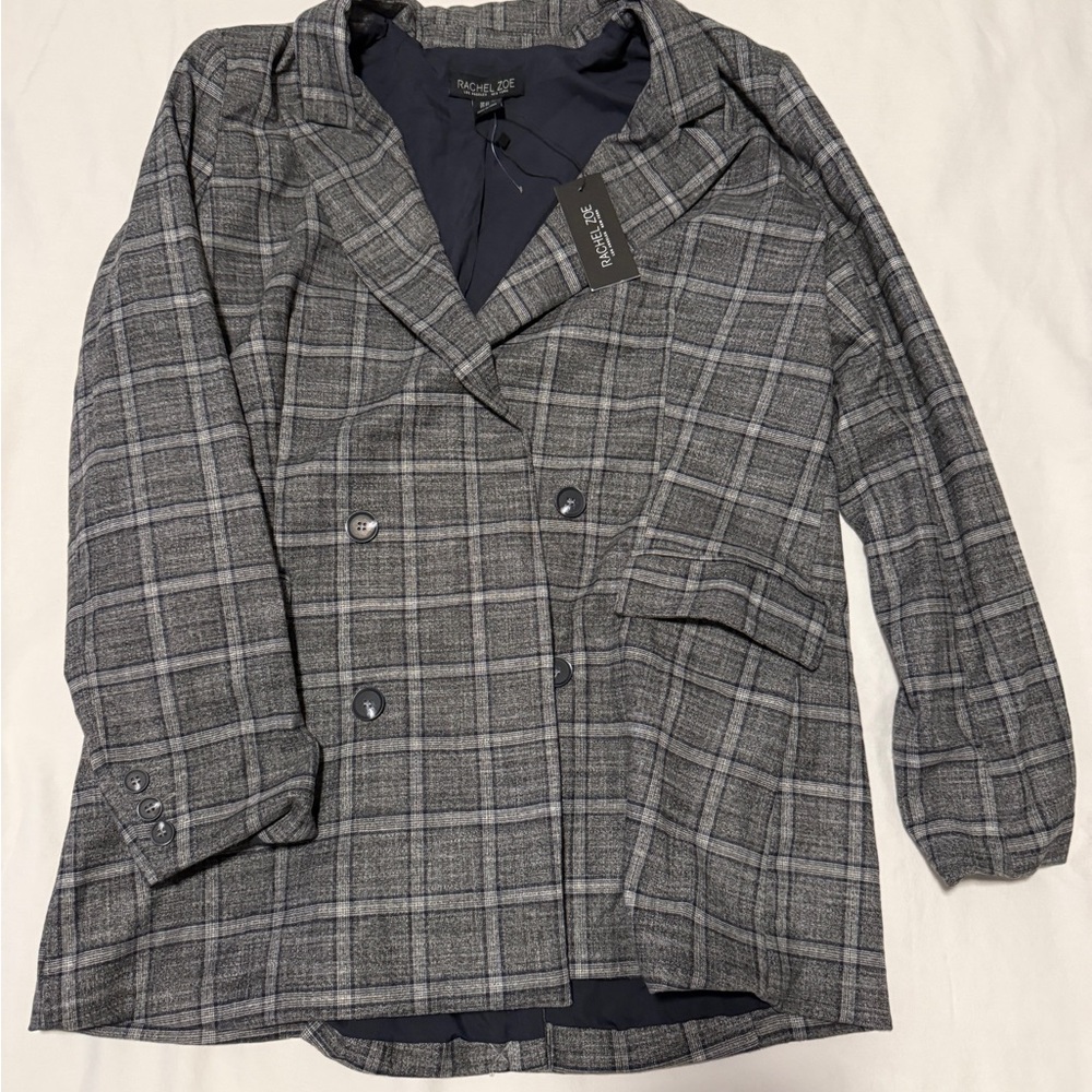 Rachel Zoe Gray Plaid Blazer NWT